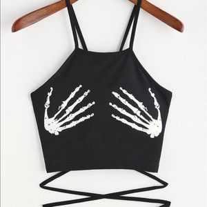 SHEIN Black Lace Up Cropped Tank